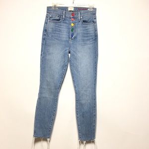 alice and olivia rainbow button jeans